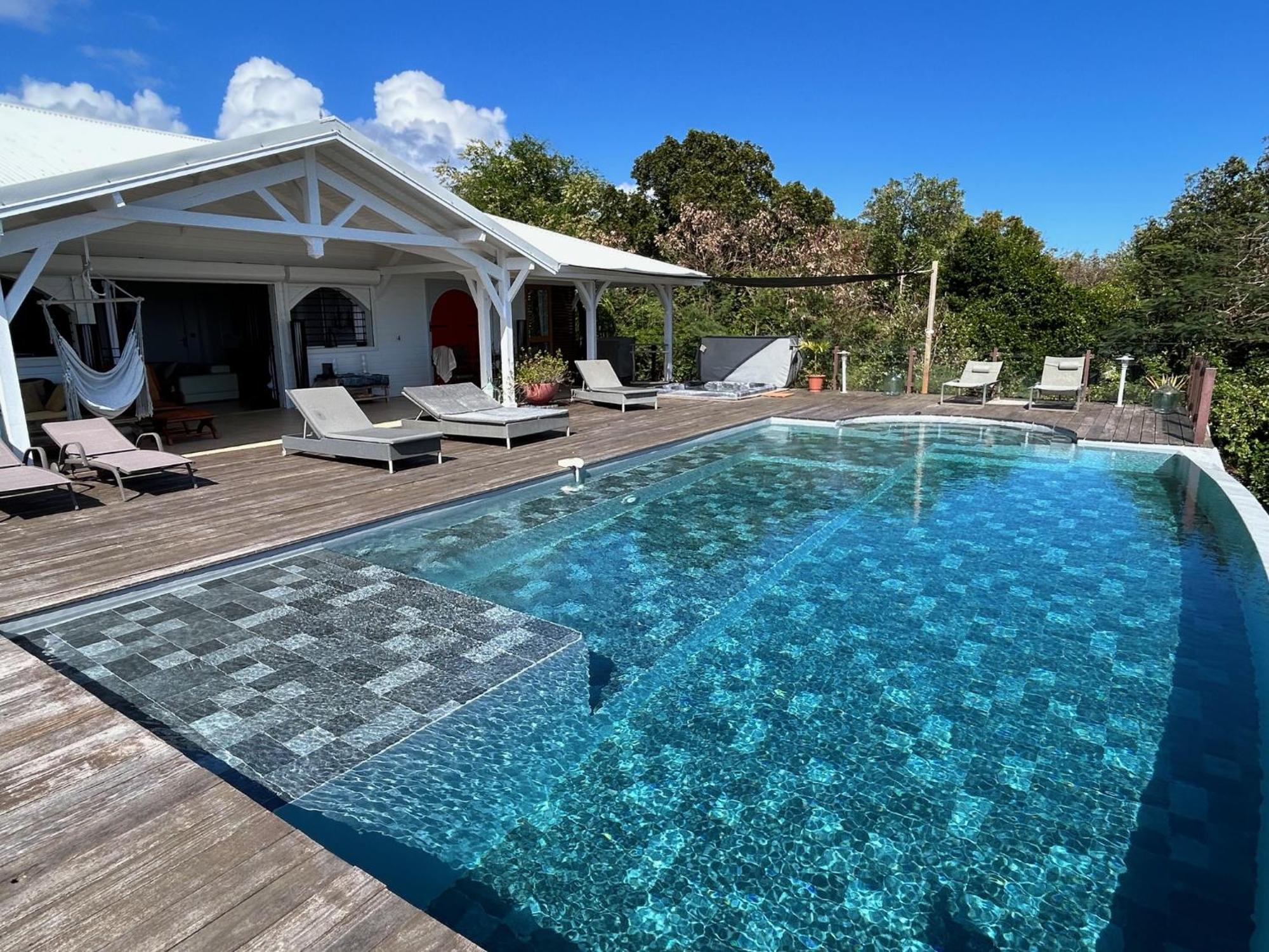 Villa Deluxe L'Hacienda Villa Vue Mer 180 Piscine Jacuzzi Proche Plage Marina Golf Pointe Des Chateaux Et Casino Jardin Clos Voyage Durable Saint-Francois  Bagian luar foto